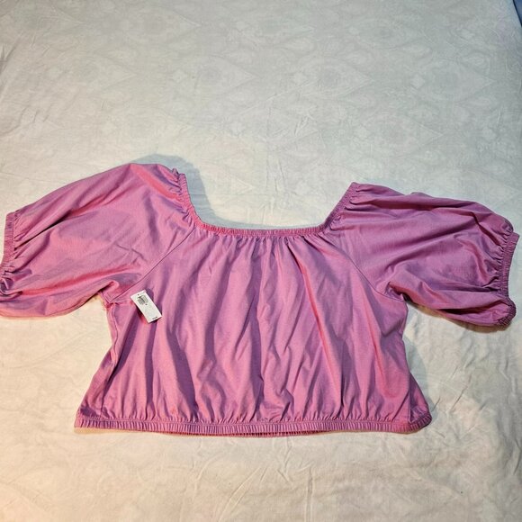 OLD NAVY Women’s Blouse 3X Off Shoulder Elastic Balloon Sleeves Peasant Top NWT - Picture 2 of 6